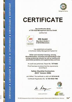 SCC Zertifikat IRS GmbH